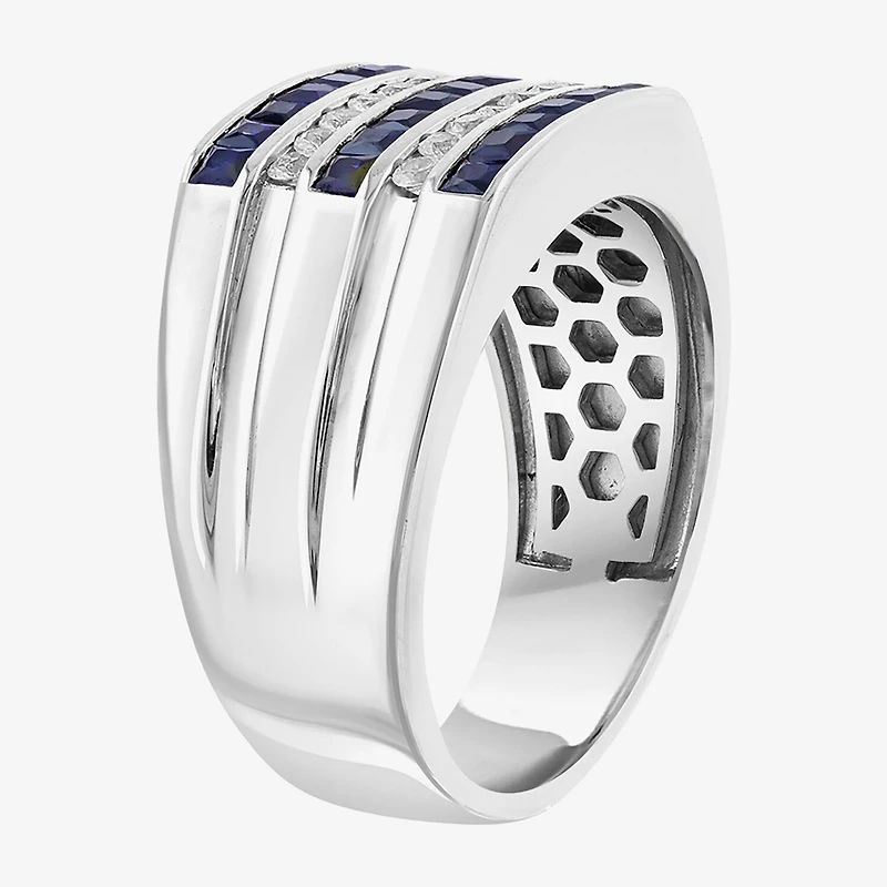 Effy Final Call Limited Quantities! Mens Genuine Blue Sapphire Sterling Silver Square Fashion Ring