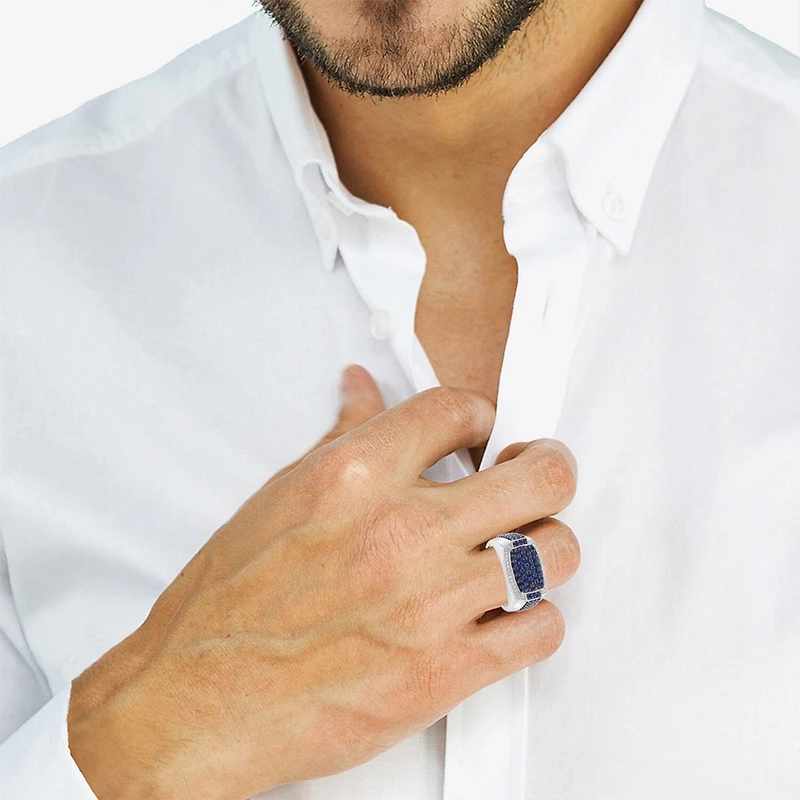 Effy Final Call Limited Quantities! Mens Genuine Blue Sterling Silver Round Fashion Ring