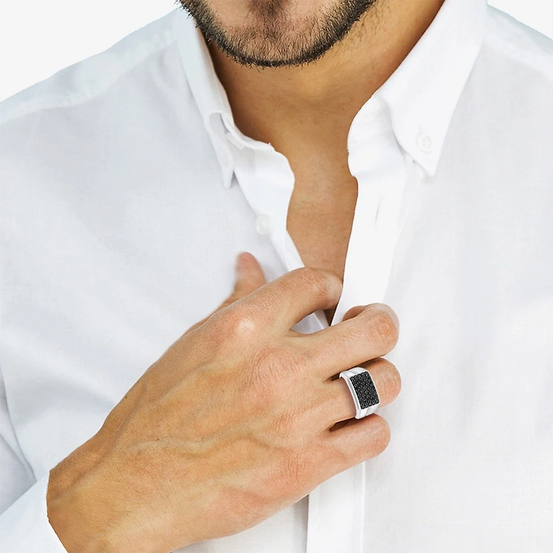 Effy Final Call Limited Quantities! Mens Genuine Black Spinel Sterling Silver Round Fashion Ring