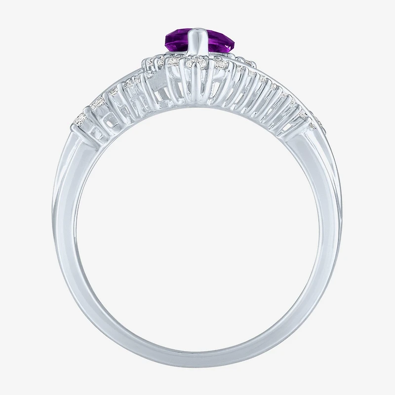 Gemstone Sterling Silver Marquise Halo Cocktail Ring