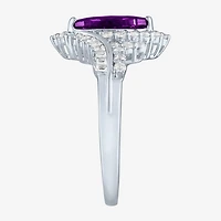 Gemstone Sterling Silver Marquise Halo Cocktail Ring