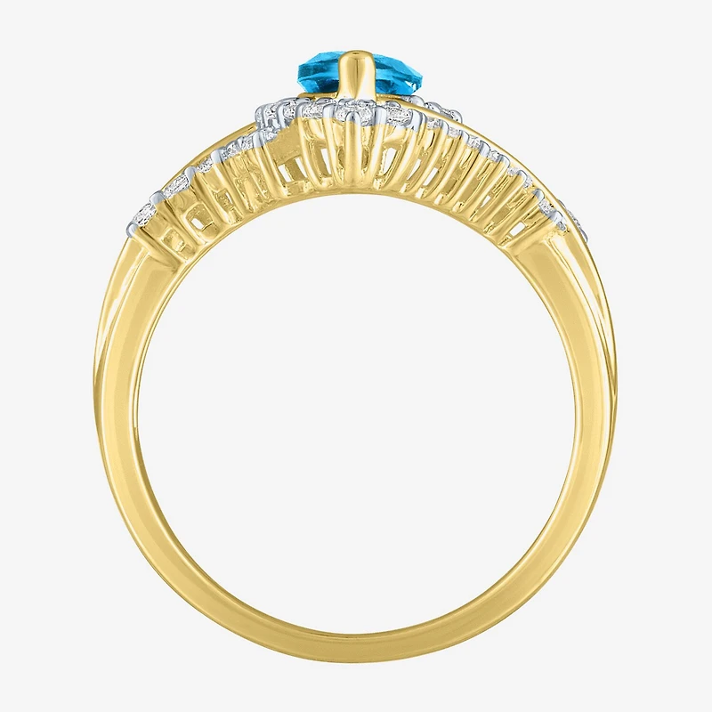 Womens Gemstone14K Gold Over Silver Halo Side Stone Cocktail Ring