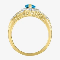 Womens Gemstone14K Gold Over Silver Halo Side Stone Cocktail Ring