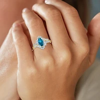 Womens Gemstone14K Gold Over Silver Halo Side Stone Cocktail Ring