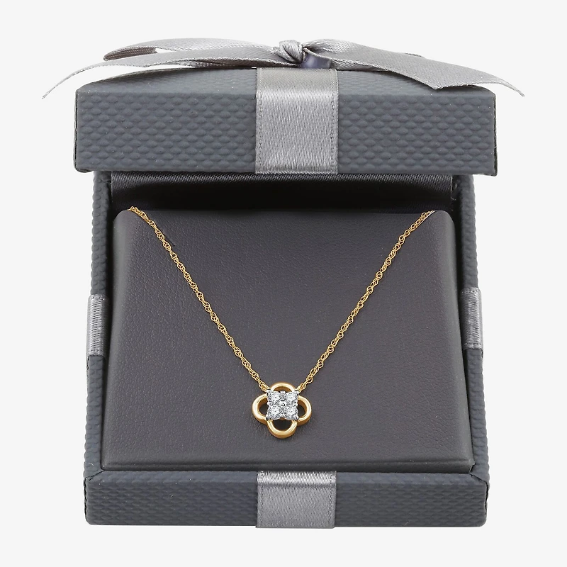 Womens 1/6 CT. T.W. Lab Grown White Diamond 10K Gold 17 Inch Pendant Necklace