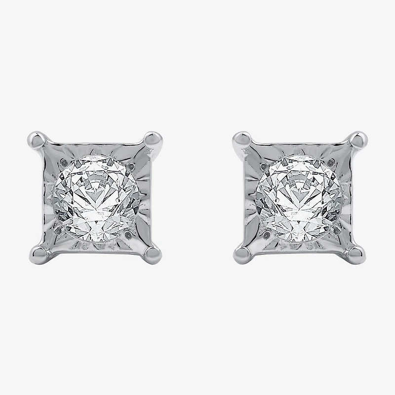 (G / Si1-Si2) 1/3 CT. T.W. Lab Grown White Diamond Sterling Silver Stud Earrings