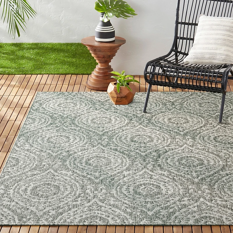 Nicole Miller Country Zoe Damask Outdoor Rectangular Area Rug