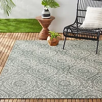 Nicole Miller Country Zoe Damask Outdoor Rectangular Area Rug