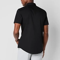 J. Ferrar Ultra Comfort Mens Short Sleeve Slim Fit Stretch Fabric Wrinkle Free Button-Down Shirt
