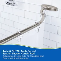 Kenney Twist & Fit No Tools Curved 57-72 IN Adjustable Tension Shower Curtain Rod