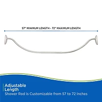 Kenney Twist & Fit No Tools Curved 57-72 IN Adjustable Tension Shower Curtain Rod