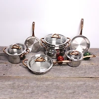 BergHOFF Ouro Gold 18/10 Stainless Steel 16-pc. Cookware Set Glass Lid