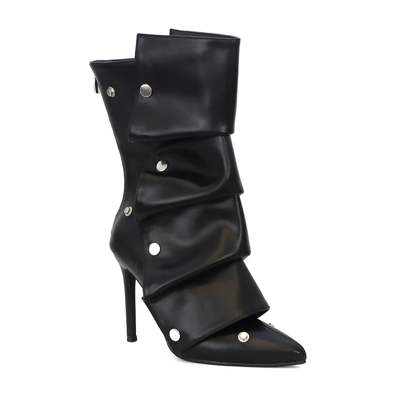 Yoki Womens Stiletto Heel Slouch Boots