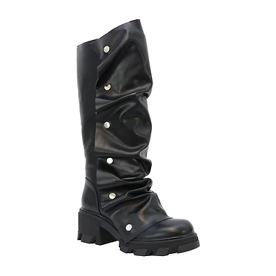 Yoki Womens Flat Heel Slouch Boots