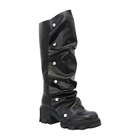 Yoki Womens Flat Heel Slouch Boots