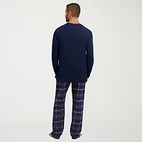 Hanes Mens Crew Neck Long Sleeve 2-pc. Pajama Sets