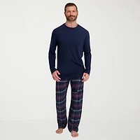 Hanes Mens Crew Neck Long Sleeve 2-pc. Pajama Sets