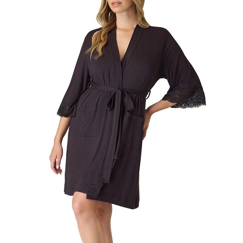Bali® Breathe Womens Sleepwear Robe with Pockets, Soft Stretch Lace DFD143