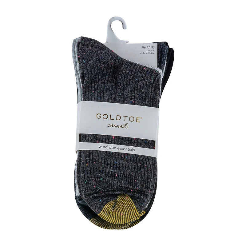 Gold Toe Lifestyle Casuals Womens 6 Pair Crew Socks