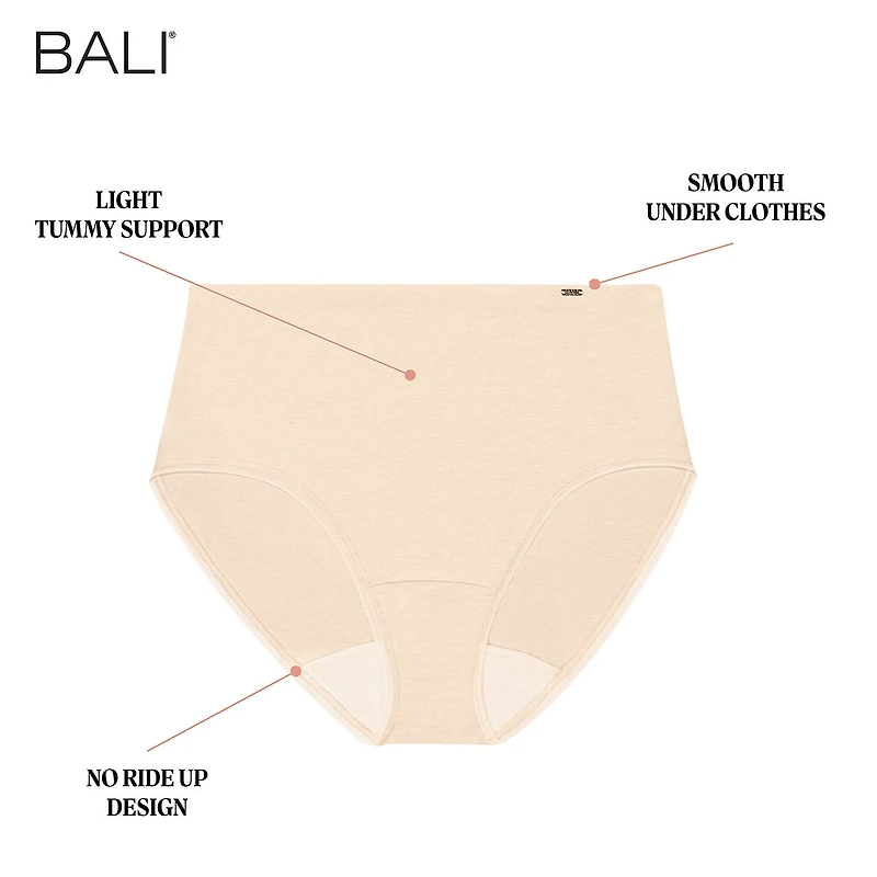 Bali® Cotton Light Tummy Support Moisture Wicking Brief Panties Underwear DFLEBF
