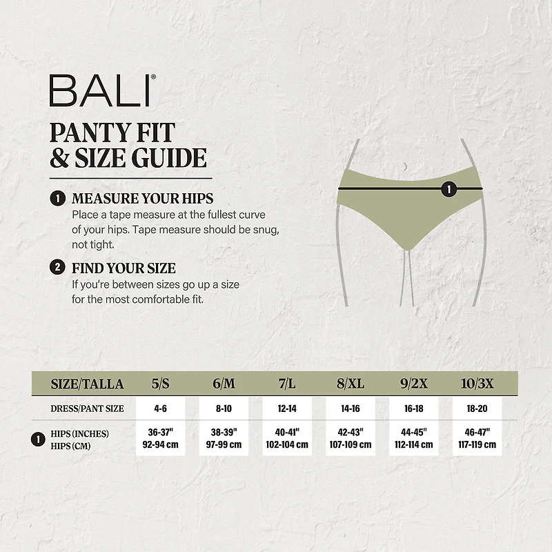 Bali® Cotton Light Tummy Support Moisture Wicking Brief Panties Underwear DFLEBF