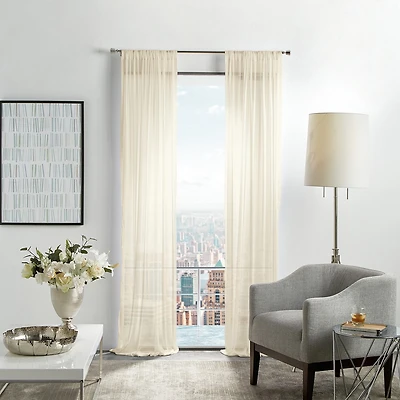 Martha Stewart Glacier Rod Pocket Sheer Set of 2 Curtain Panel