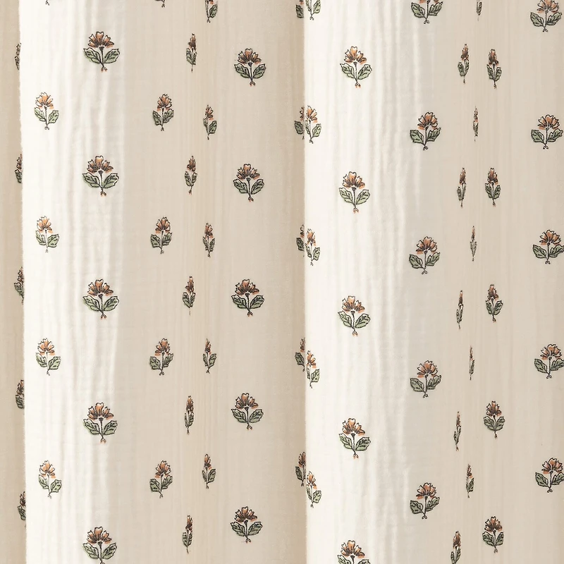 Peri Home Block Print Gauze Shower Curtain