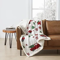 Truly Soft Cozy Tree And Truck Throw