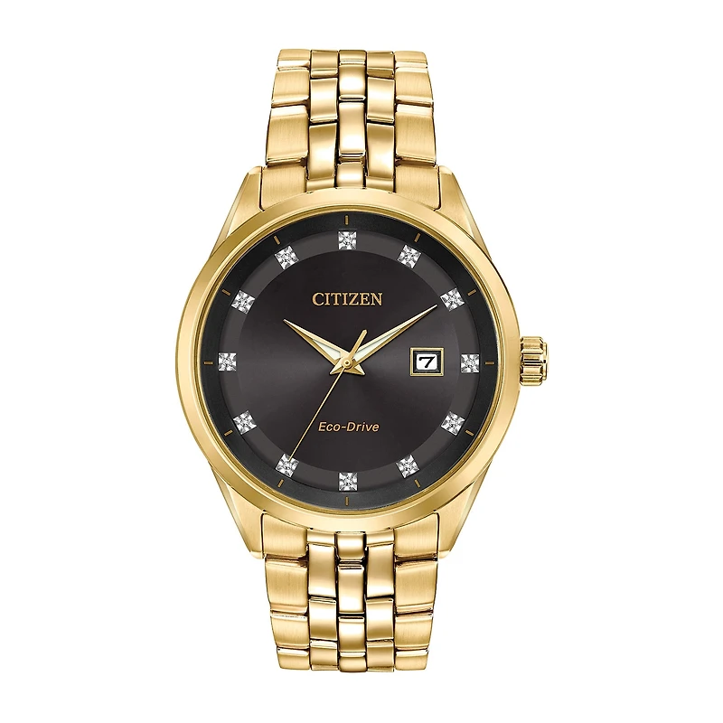 Citizen Corso Mens Diamond Accent Gold Tone Stainless Steel Bracelet Watch Bm7252-51g