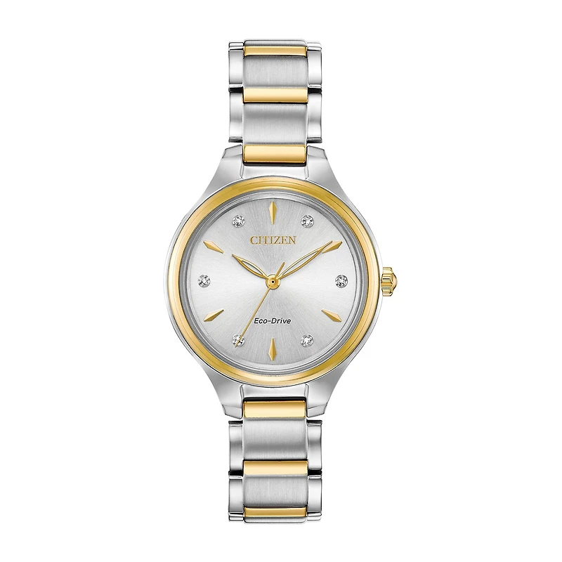 Citizen Corso Womens Diamond Accent Two Tone Stainless Steel Bracelet Watch Fe2104-50a