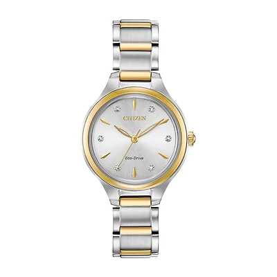 Citizen Corso Womens Diamond Accent Two Tone Stainless Steel Bracelet Watch Fe2104-50a