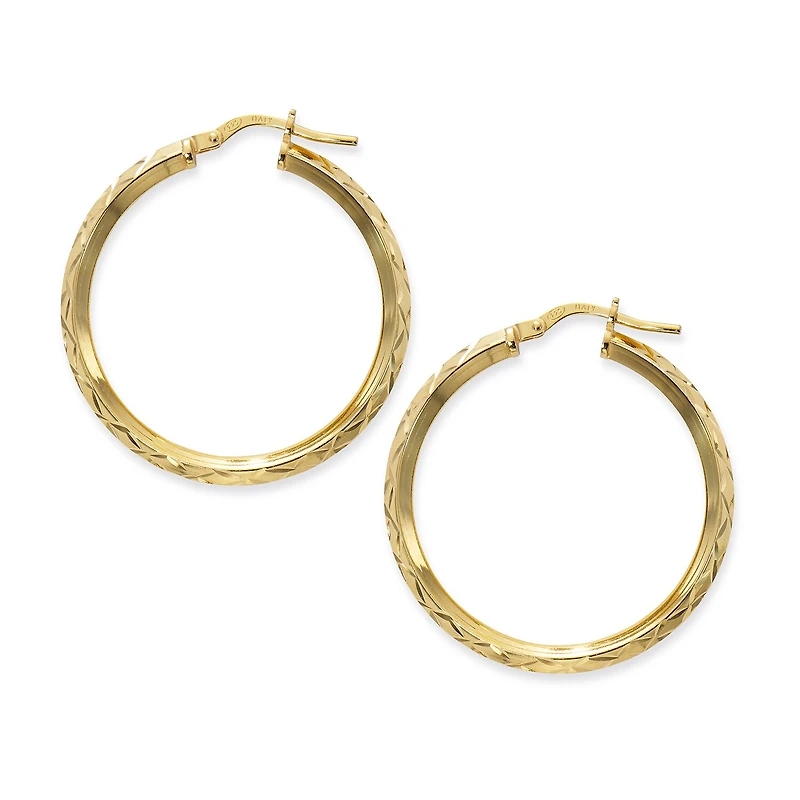 Made in Italy Womens 24K Gold Over Silver Sterling Silver 30mm Hoop Earrings