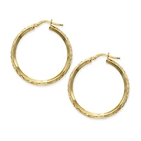 Made in Italy Womens 24K Gold Over Silver Sterling Silver 30mm Hoop Earrings