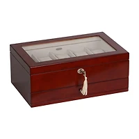 Mele and Co Christo Glass Top Walnut-Finish Watch Box