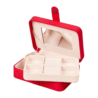Mele and Co Giana Plush Fabric Red Jewelry Travel Case