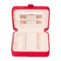 Mele and Co Giana Plush Fabric Red Jewelry Travel Case