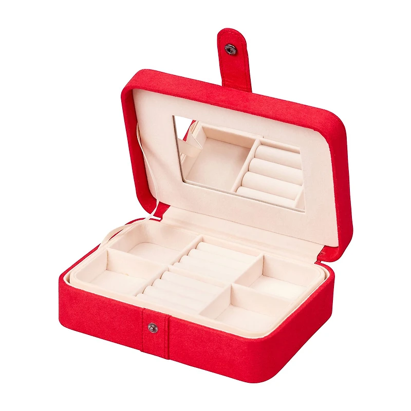 Mele and Co Giana Plush Fabric Red Jewelry Travel Case