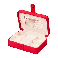 Mele and Co Giana Plush Fabric Red Jewelry Travel Case
