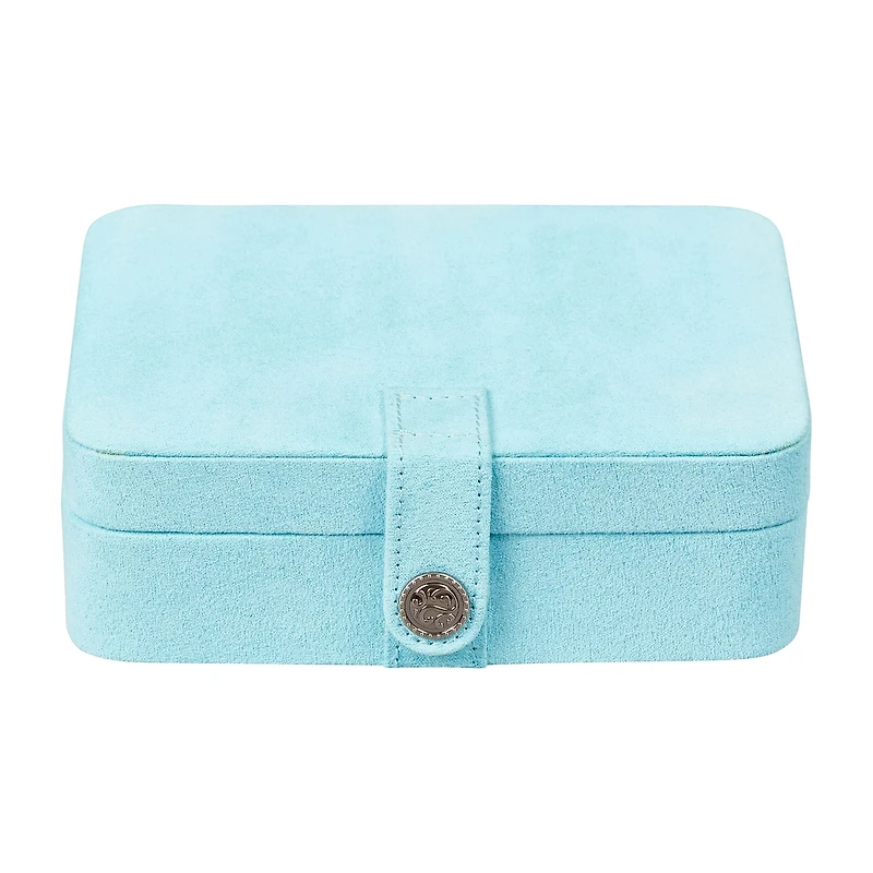 Mele and Co Giana Plush Fabric Aqua Jewelry Travel Case