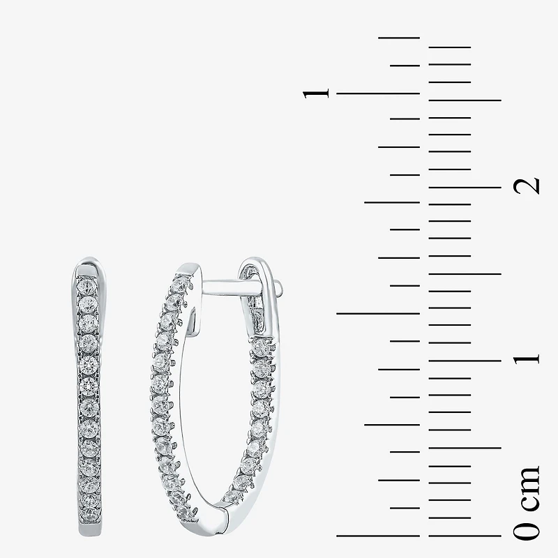 (H-I / I1) 1/4 CT. T.W. Lab Grown White Diamond 10K or Yellow Gold 16.4mm Hoop Earrings
