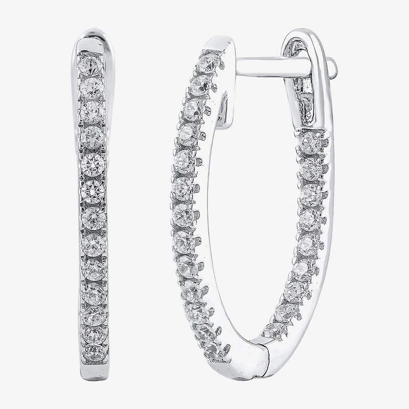 (H-I / I1) 1/4 CT. T.W. Lab Grown White Diamond 10K or Yellow Gold 16.4mm Hoop Earrings
