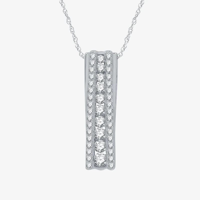 Linear Womens 1/2 CT. T.W. Lab Grown White Diamond Sterling Silver 18 Inch Pendant Necklace