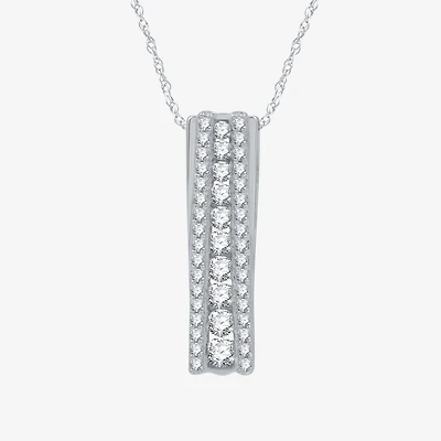 Linear Womens 1/2 CT. T.W. Lab Grown White Diamond Sterling Silver 18 Inch Pendant Necklace