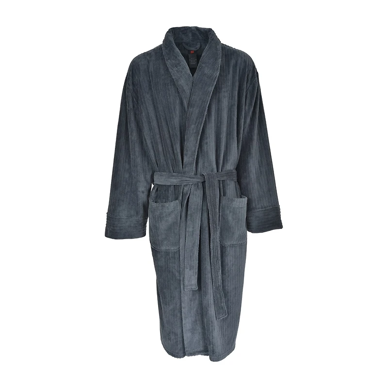 Hanes Mens Fleece Long Sleeve Knee Length Robe