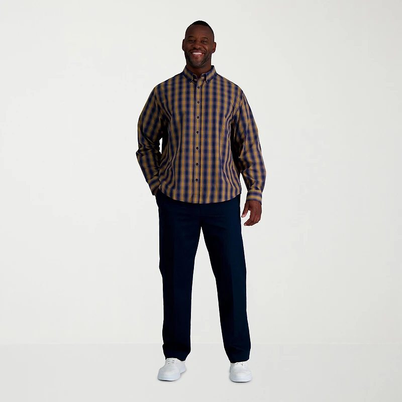 Haggar Mens Long Sleeve Regular Fit Big and Tall Button-Down Shirt