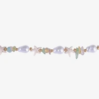 Arizona Gold Tone Starfish Womens 16 Inch Beaded Necklace
