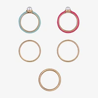 Arizona Gold Tone Womens Simulated Pearl Ring Set
