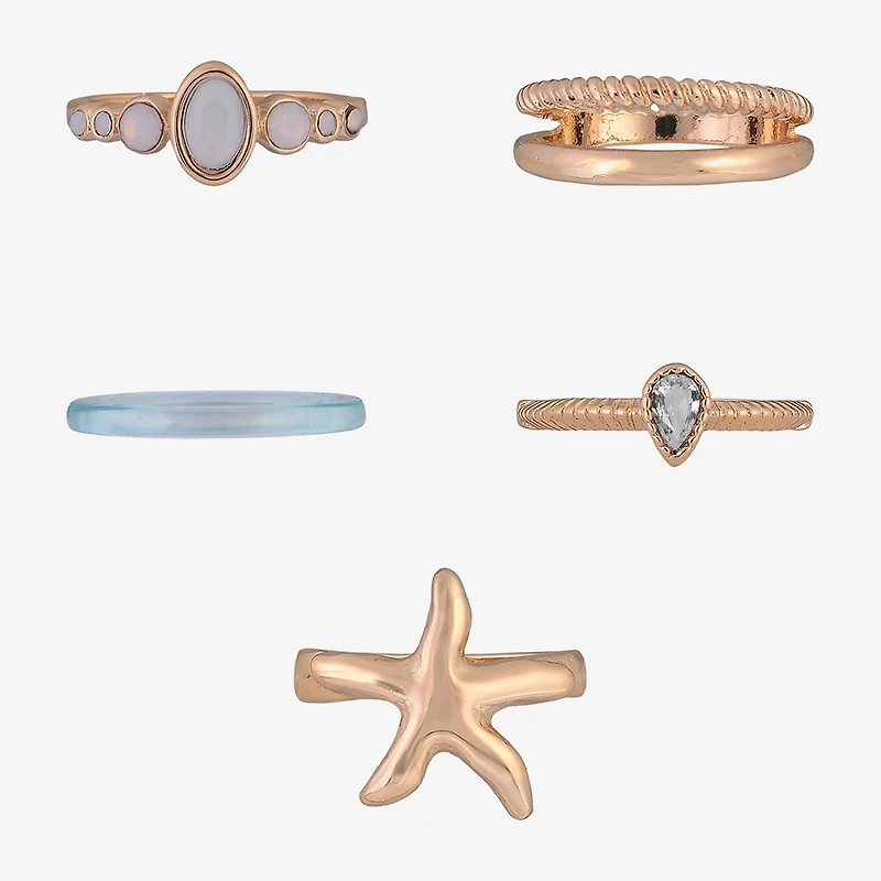 Arizona Gold Tone Starfish Womens Ring Set