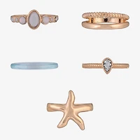 Arizona Gold Tone Starfish Womens Ring Set