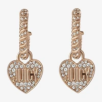Juicy By Juicy Couture Gold Tone Charm Womens Crystal 38.6mm Heart Hoop Earrings